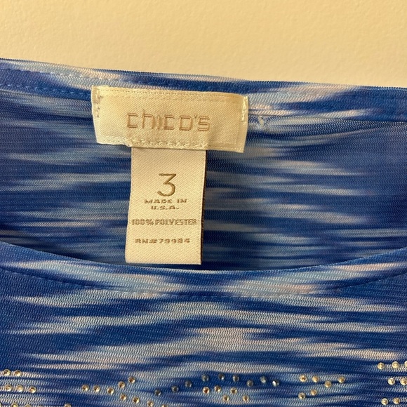 Chico's Vibrant Blue Pattern Blouse - Picture 4 of 4